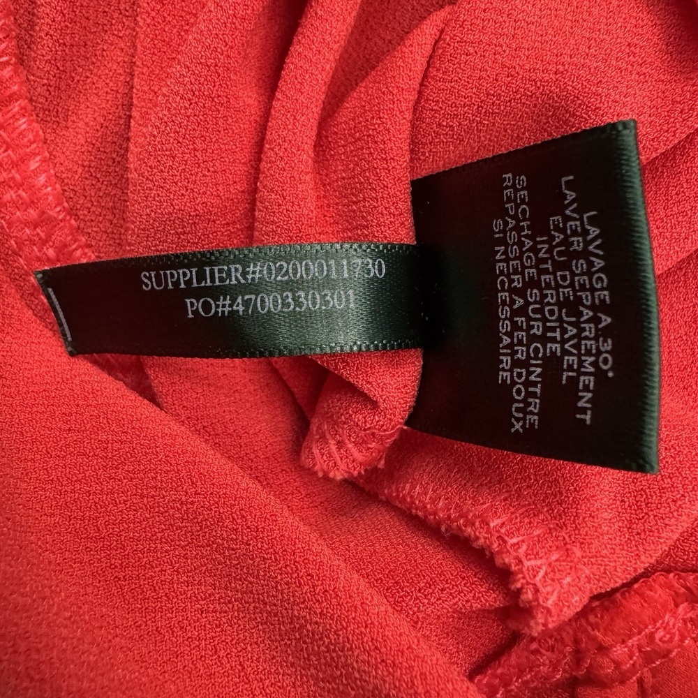Lauren Ralph Lauren Red Tunic Top Women's Petite Small Elevated Casual - Picture 5 of 8